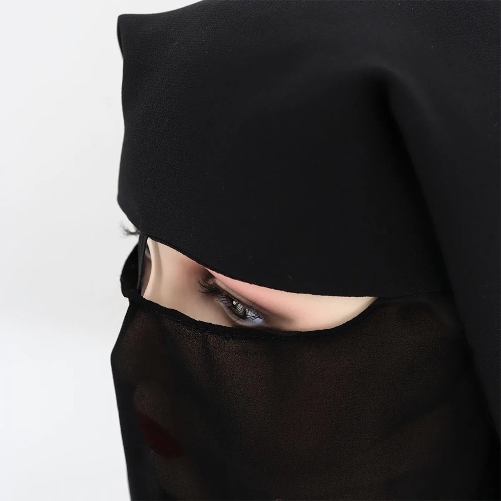 3 layared Niqab Saudi Niqab with nose string Islamic niqab face veil - Picture 2 of 4